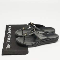 Pre Owned Louis Vuitton Black Leather Thong Sandals Size 39.5