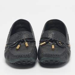 Pre Owned Louis Vuitton Black Monogram Empreinte Leather Gloria Loafers Size 39