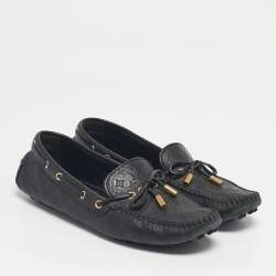 Pre Owned Louis Vuitton Black Monogram Empreinte Leather Gloria Loafers Size 39
