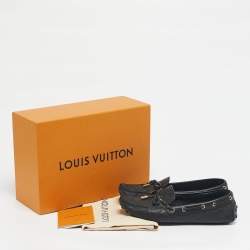 Pre Owned Louis Vuitton Black Monogram Empreinte Leather Gloria Loafers Size 39