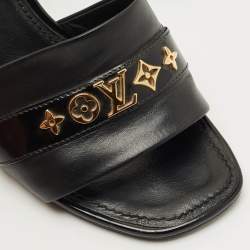 Pre Owned Louis Vuitton Black Leather Revival Slide Sandals Size 39