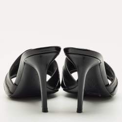 Pre Owned Louis Vuitton Black Leather Revival Slide Sandals Size 39