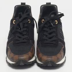 Pre Owned Louis Vuitton Black/Brown Mesh and Monogram Canvas Run Away Sneakers Size 40