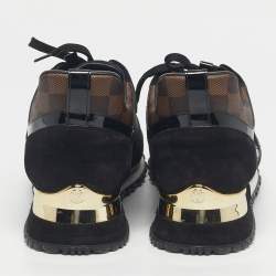 Pre Owned Louis Vuitton Black/Brown Mesh and Monogram Canvas Run Away Sneakers Size 40