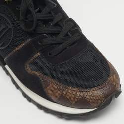 Pre Owned Louis Vuitton Black/Brown Mesh and Monogram Canvas Run Away Sneakers Size 40