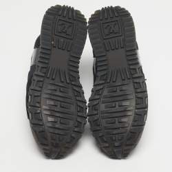 Pre Owned Louis Vuitton Black/Brown Mesh and Monogram Canvas Run Away Sneakers Size 40