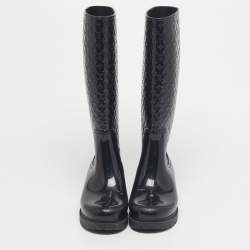 Pre Owned Louis Vuitton Black Monogram Rubber Splash Rain Boots Size 37