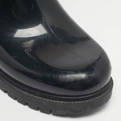 Pre Owned Louis Vuitton Black Monogram Rubber Splash Rain Boots Size 37