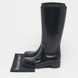 Pre Owned Louis Vuitton Black Monogram Rubber Splash Rain Boots Size 37