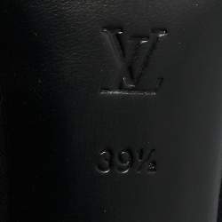 Pre Owned Louis Vuitton Black Suede Flower Embellished Ankle Strap Sandals Size 39.5