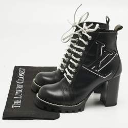 Pre Owned حذاء بوت للكاحل لوي فيتون جلد أسود ستار تريل مقاس 38.5