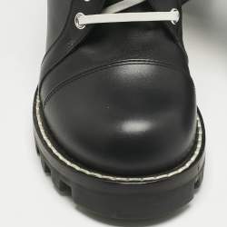 Pre Owned حذاء بوت للكاحل لوي فيتون جلد أسود ستار تريل مقاس 38.5