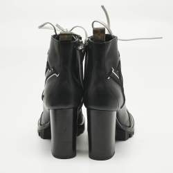 Pre Owned حذاء بوت للكاحل لوي فيتون جلد أسود ستار تريل مقاس 38.5