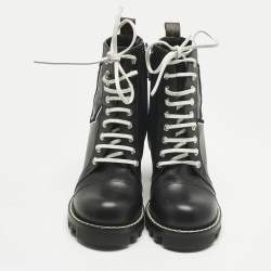 Pre Owned حذاء بوت للكاحل لوي فيتون جلد أسود ستار تريل مقاس 38.5