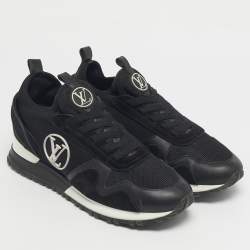 Pre Owned Louis Vuitton Black Neoprene, Leather and Mesh Run Away Sneakers Size 39
