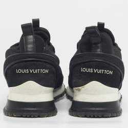 Pre Owned Louis Vuitton Black Neoprene, Leather and Mesh Run Away Sneakers Size 39