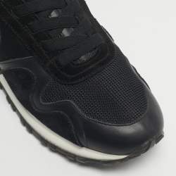 Pre Owned Louis Vuitton Black Neoprene, Leather and Mesh Run Away Sneakers Size 39