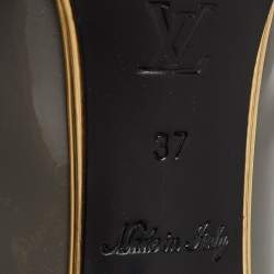 Pre Owned Louis Vuitton Grey Patent Leather Lou Peep Toe Pumps Size 37