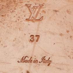 Pre Owned Louis Vuitton Cream Monogram Embossed Leather Revival Flat Slides Size 37