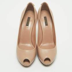 Pre Owned Louis Vuitton Beige Leather Oh Really! Peep Toe Pumps 40