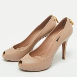 Pre Owned Louis Vuitton Beige Leather Oh Really! Peep Toe Pumps 40