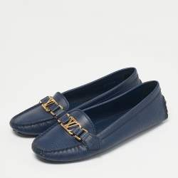 Pre Owned Louis Vuitton Navy Blue Epi Leather Oxford Loafers Size 41