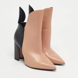 Pre Owned Louis Vuitton Pink/Black Leather Gamble Diva Boots Size 37.5