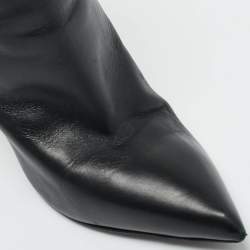 Pre Owned Louis Vuitton Black Leather Rodeo Queen Ankle Length Boots Size 38.5