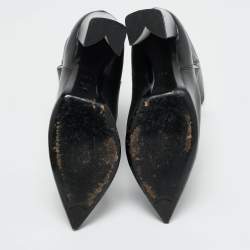 Pre Owned Louis Vuitton Black Leather Rodeo Queen Ankle Length Boots Size 38.5