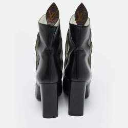 Pre Owned Louis Vuitton Black Leather Rodeo Queen Ankle Length Boots Size 38.5