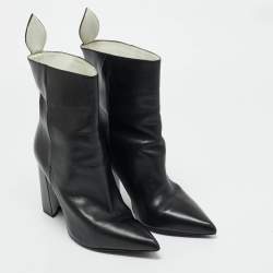 Pre Owned Louis Vuitton Black Leather Rodeo Queen Ankle Length Boots Size 38.5