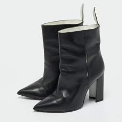 Pre Owned Louis Vuitton Black Leather Rodeo Queen Ankle Length Boots Size 38.5