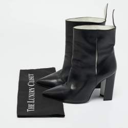 Pre Owned Louis Vuitton Black Leather Rodeo Queen Ankle Length Boots Size 38.5