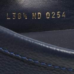 Pre Owned Louis Vuitton Navy Blue Leather LV Mare Loafers Size 38.5