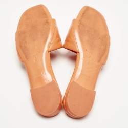 Pre Owned Louis Vuitton Orange  Monogram Embossed Leather Revival Flat Slides Size 39