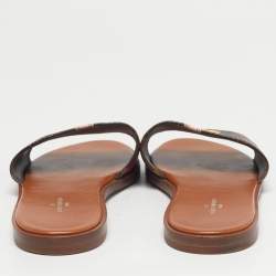 Pre Owned Louis Vuitton Brown Monogram Canvas Summer Trunks Flat Slides Size 37