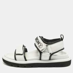 Pre Owned Louis Vuitton White/Black Leather Arcade Sandals Size 37