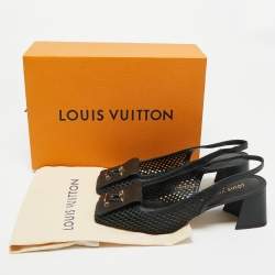 Pre Owned Louis Vuitton Black Leather Perforated Shake Slingback Pumps Size 41