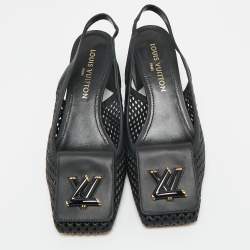 Pre Owned Louis Vuitton Black Leather Perforated Shake Slingback Pumps Size 41