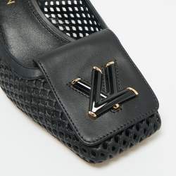 Pre Owned Louis Vuitton Black Leather Perforated Shake Slingback Pumps Size 41