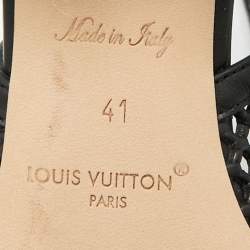 Pre Owned Louis Vuitton Black Leather Perforated Shake Slingback Pumps Size 41