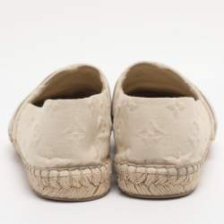 مملوكة مسبقًا Louis Vuitton Light Beige Jacquard Espadrille Flats Size 38.5