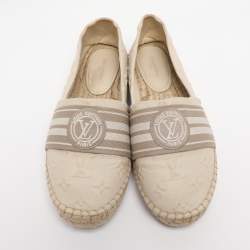 مملوكة مسبقًا Louis Vuitton Light Beige Jacquard Espadrille Flats Size 38.5