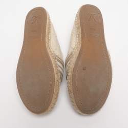 مملوكة مسبقًا Louis Vuitton Light Beige Jacquard Espadrille Flats Size 38.5