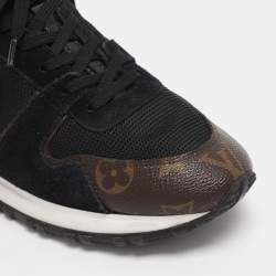 Pre Owned Louis Vuitton Brown/Black Monogram Coated Canvas and Leather Run Away Low Top Sneakers Size 37.5
