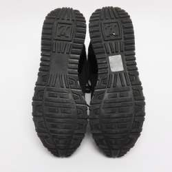 Pre Owned Louis Vuitton Brown/Black Monogram Coated Canvas and Leather Run Away Low Top Sneakers Size 37.5