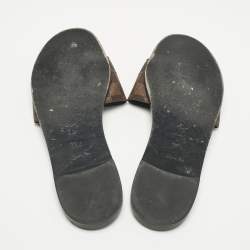 Pre Owned Louis Vuitton Brown Monogram Canvas Lock It Slides Sandals Size 39.5