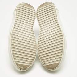 Pre Owned Louis Vuitton White Embossed Monogram Leather Time Out Low Top Sneakers Size 37.5