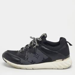 Pre Owned Louis Vuitton Black Leather and Mesh Aftergame Low Top Sneakers Size 36