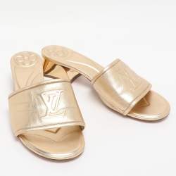 مملوكة مسبقًا Louis Vuitton Gold Leather Magnetic Mules Size 40